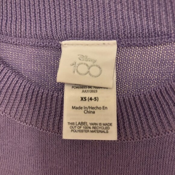 Disney 100th Mickey Mouse and Friends Long Sleeve Sweater-Purple Small (6-6x)NWT - Picture 4 of 4